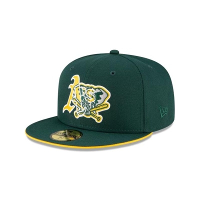 Green Oakland Athletics Hat - New Era MLB Double Logo 59FIFTY Fitted Caps USA1748092